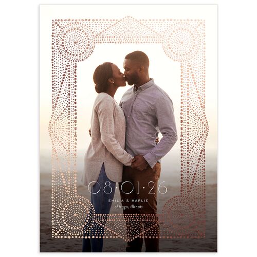 Opulent Boho Save The Date Cards Rose Gold Bordeaux Signature smooth No