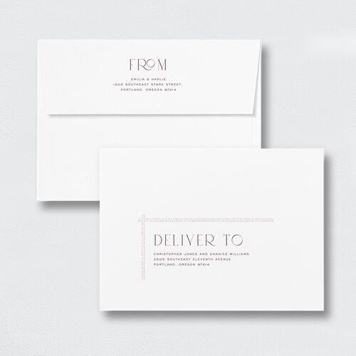 Opulent Boho Wedding Invitation Envelopes White Standard Bordeaux Both Recipient and Return Addresses
