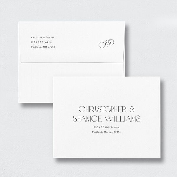Bold Slant Thank You Card Envelopes White Standard Licorice Both Recipient and Return Addresses Signature