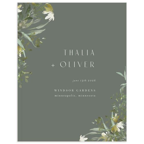 Gilded Greenery Wedding Guest Book Deep Olive