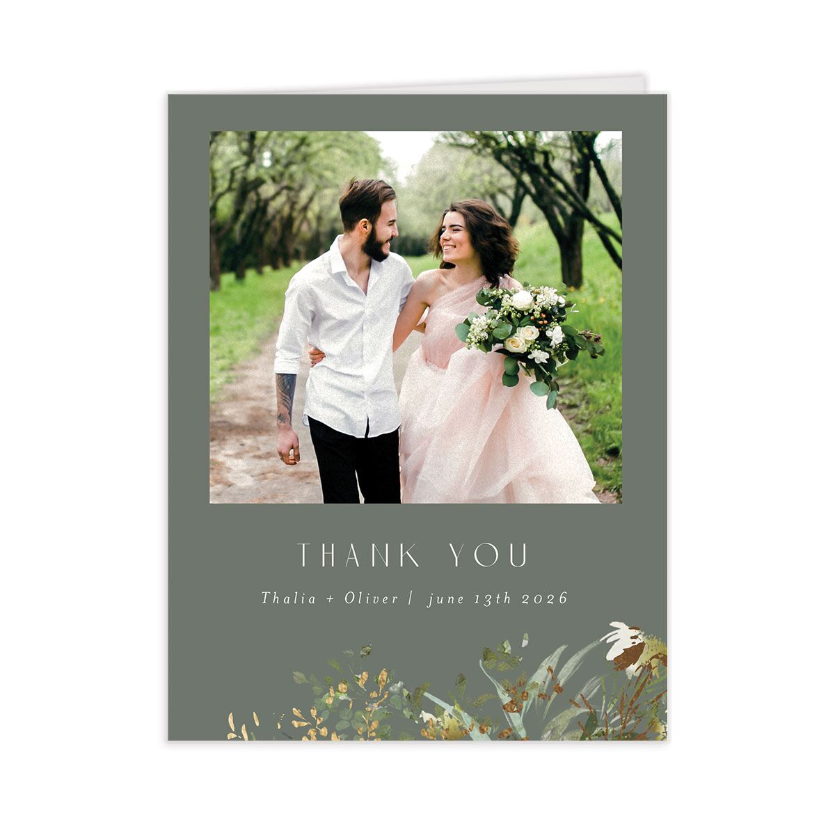 Gilded Greenery Thank You Cards
