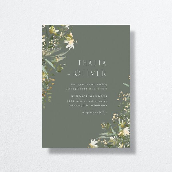 Gilded Greenery Wedding Invitations Gold Deep Olive Signature No