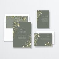 Gilded Greenery Wedding Invitations Gold Deep Olive Signature No