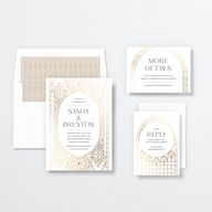 Chapel Arch Wedding Invitations Gold Pure White Signature No