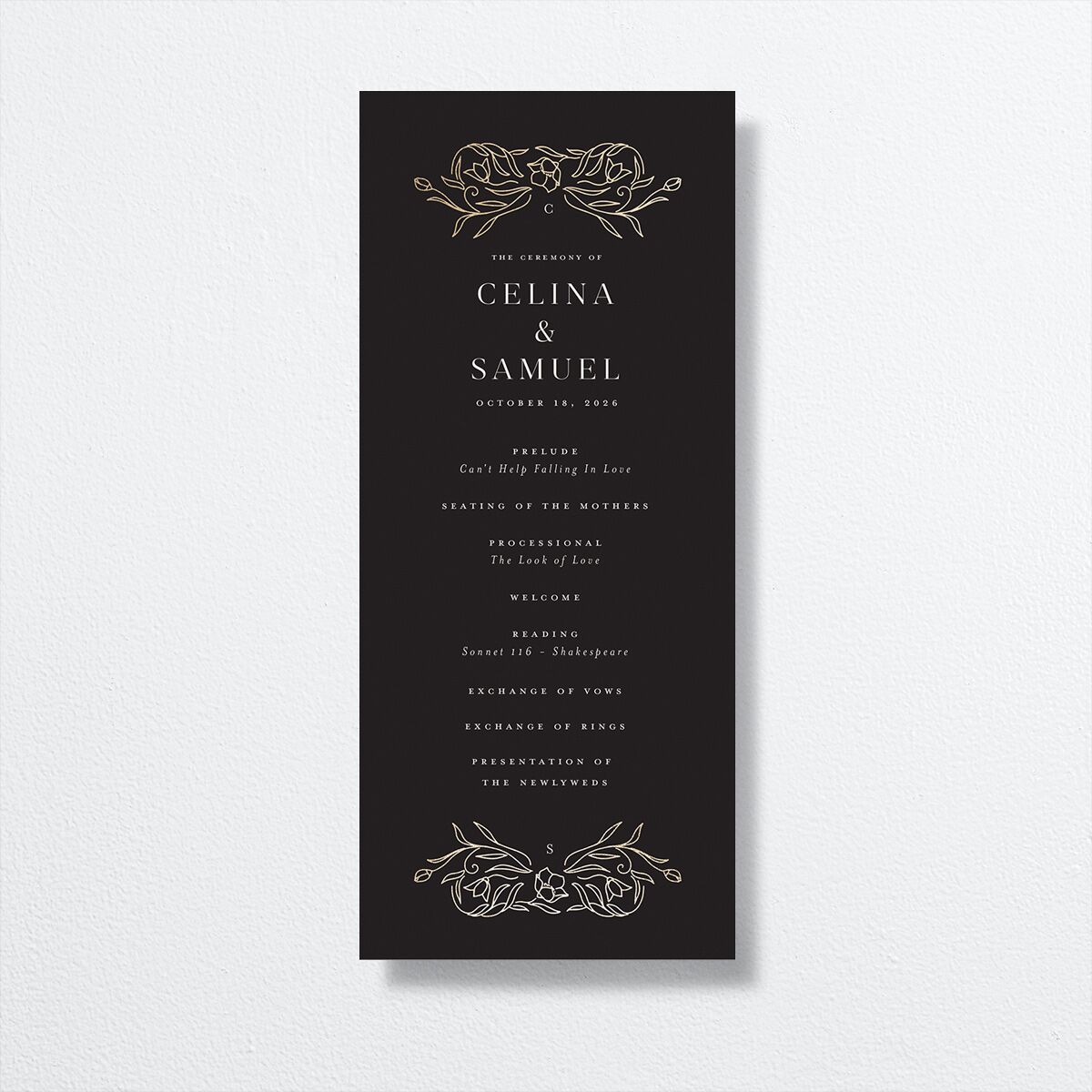 Floral Opulence Wedding Programs front in cream