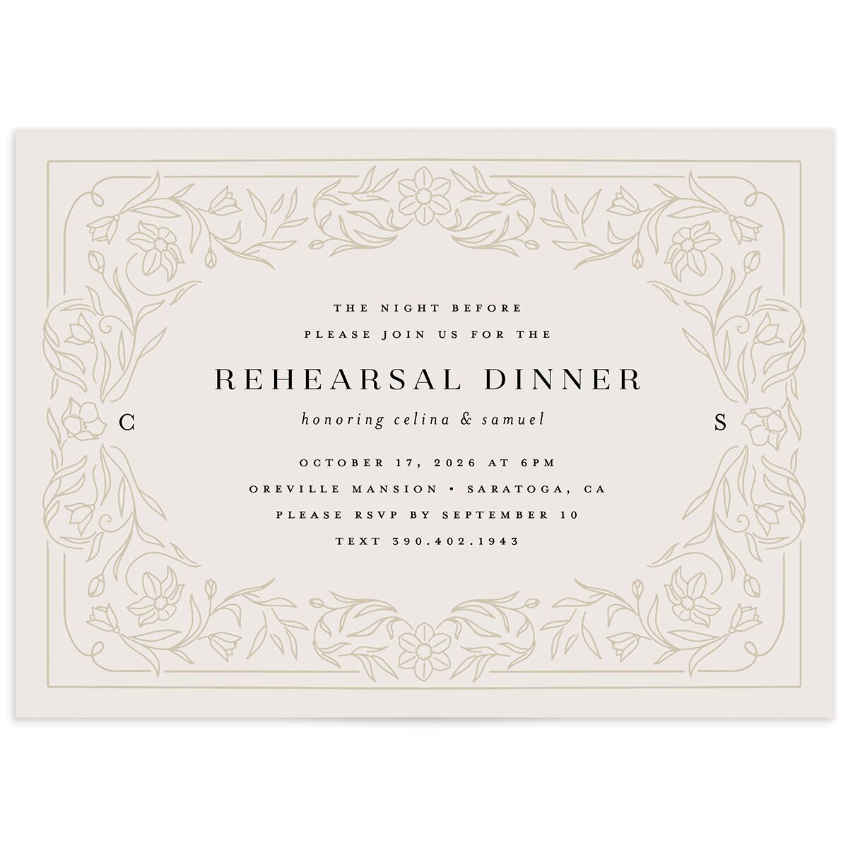 Floral Opulence Rehearsal Dinner Invitations