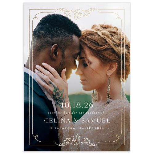 Floral Opulence Save the Date Cards Gold Champagne Signature smooth No