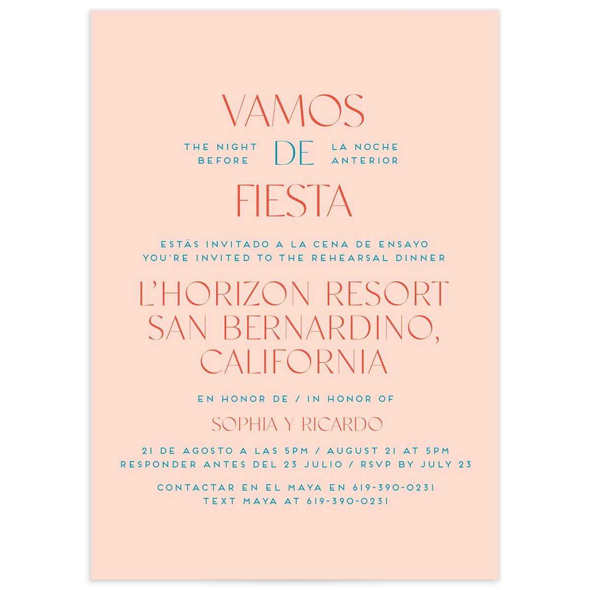 Color del Amor Rehearsal Dinner Invitations