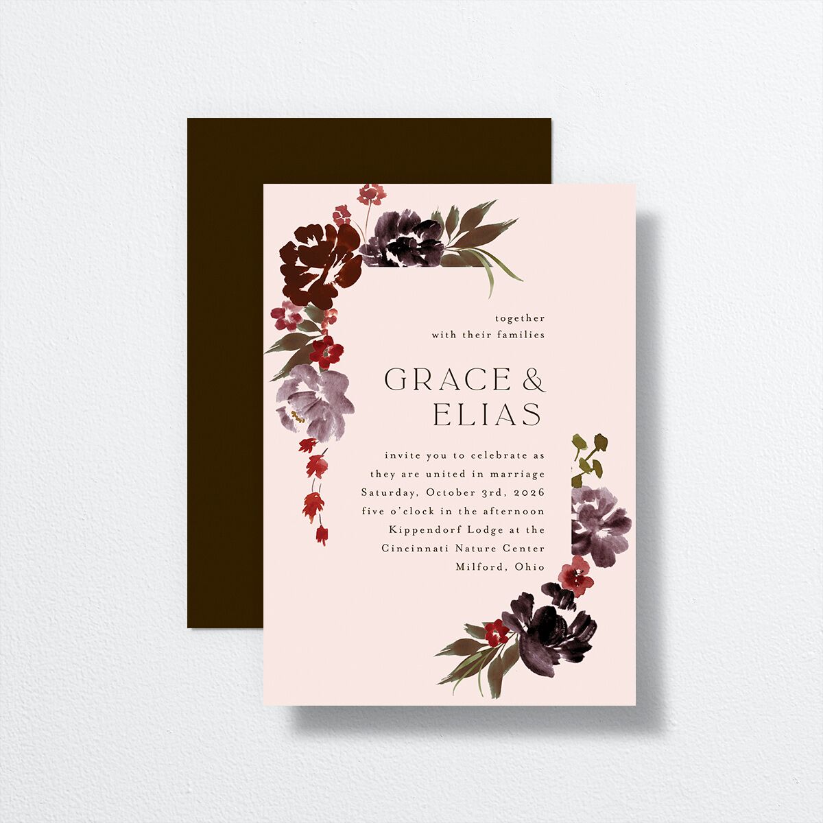 Autumn Romance Wedding Invitations Chocolate Signature No