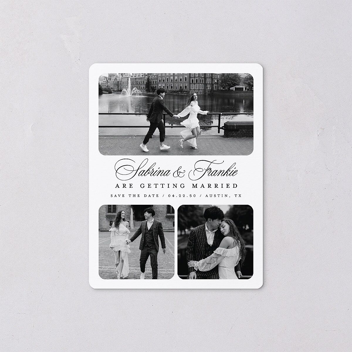 Modern Classic Picture Portrait Save The Date Magnets Pure White Magnet Paper