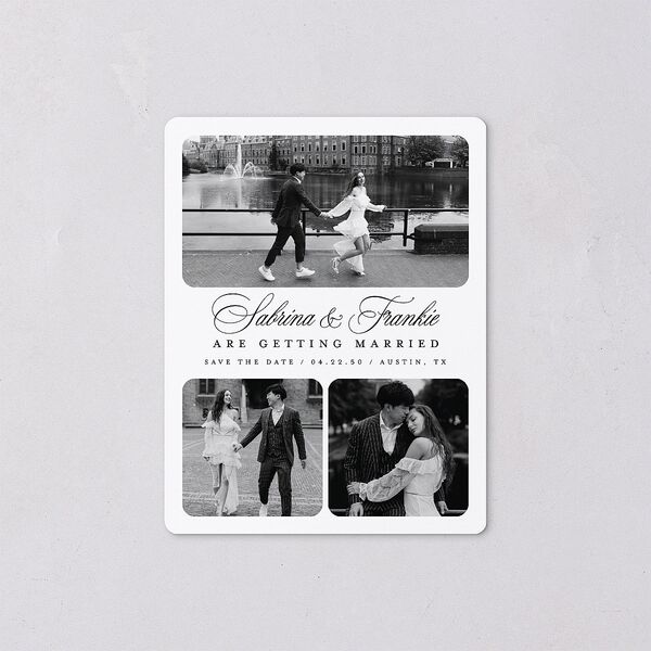 Modern Classic Picture Portrait Save The Date Magnets Pure White Magnet Paper