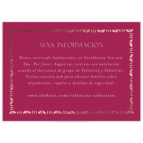 Hacienda Elegante Wedding Enclosure Cards Rose Gold Raspberry Signature