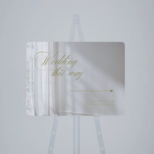 Monogram Branches Botanical Mirrored Acrylic Direction Sign Medium Olive Mirrored Acrylic M Direction Rounded