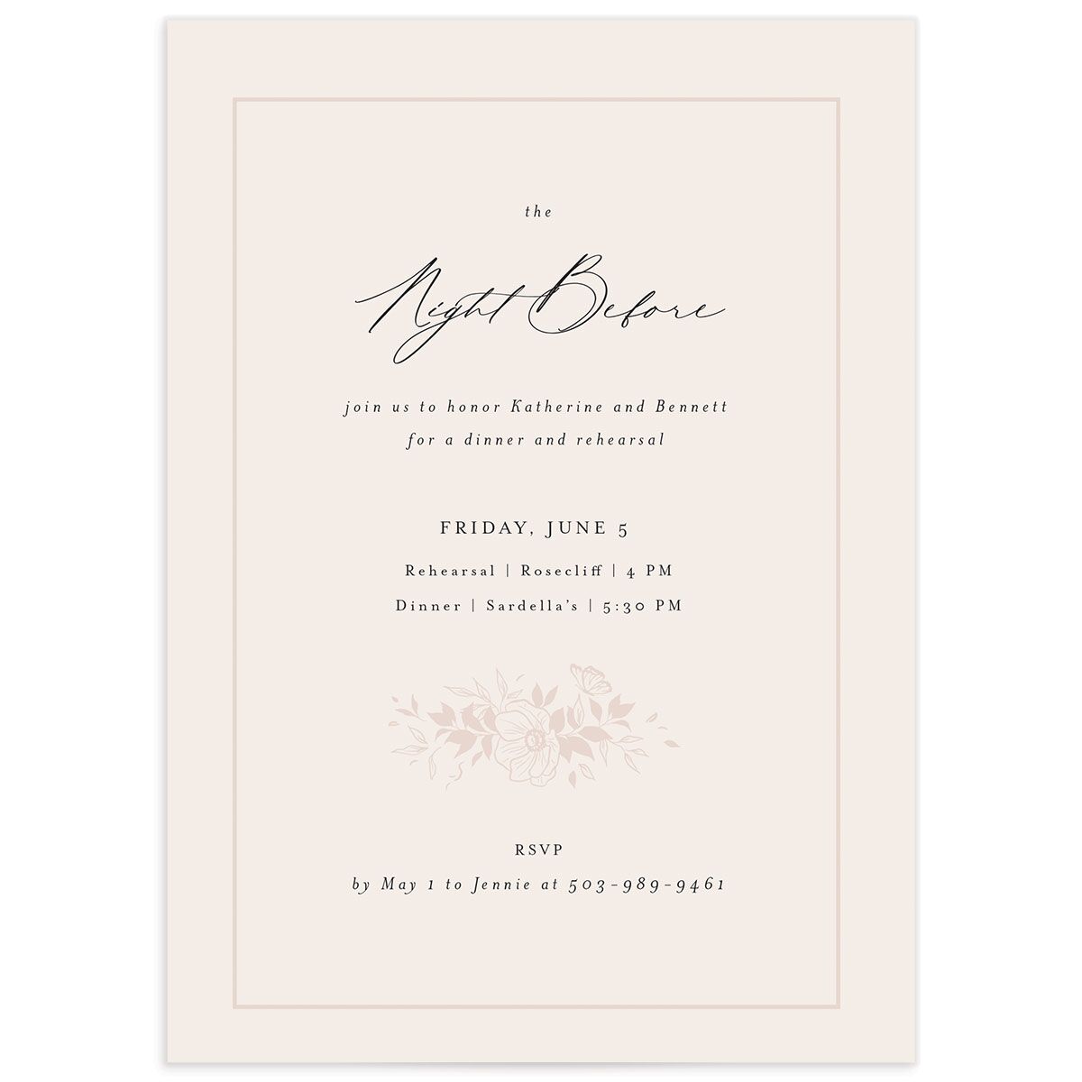 Baroque Garden Rehearsal Dinner Invitations