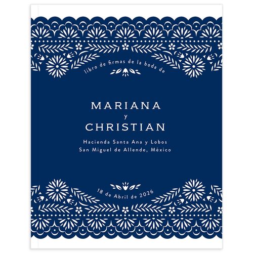 Papel Picado Wedding Guest Book Navy