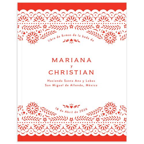 Papel Picado Wedding Guest Book True Red