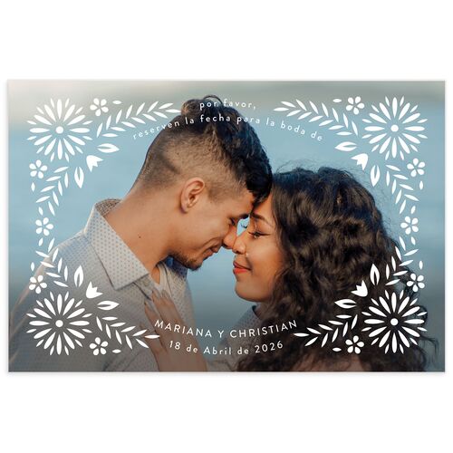 Papel Picado De Mexico Save The Date Postcards Charcoal
