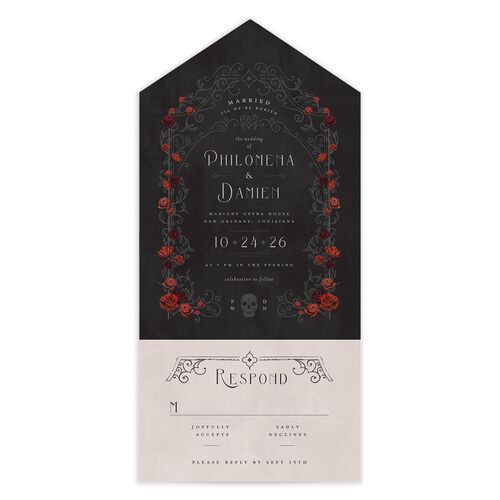 Gothic Gate All-in-One Wedding Invitations - Black