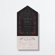 Gothic Gate All-in-One Wedding Invitations Licorice Signature Light Both Recipient and Return Addresses No