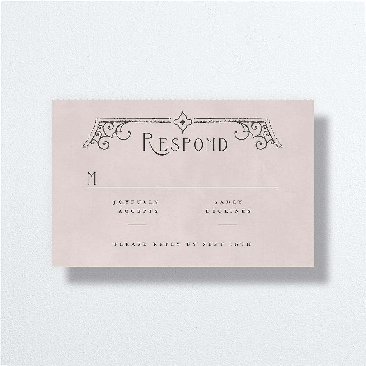Gothic Gate All-in-One Wedding Invitations Licorice Signature Light Both Recipient and Return Addresses No
