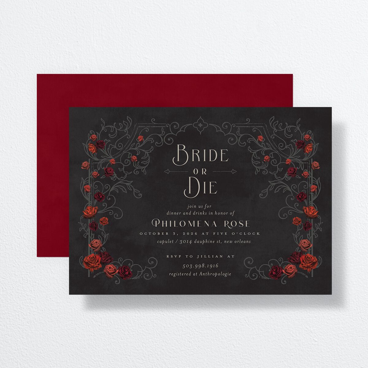 Gothic Gate Bridal Shower Invitations Licorice Signature Standard