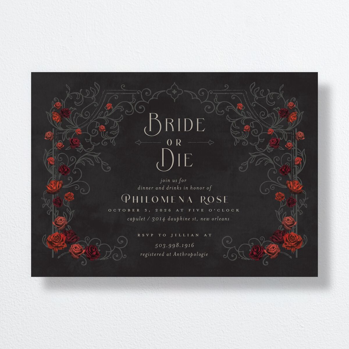 Gothic Gate Bridal Shower Invitations Licorice Signature Standard