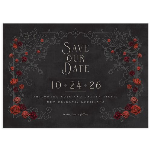 Gothic Gate Save The Date Cards - Black