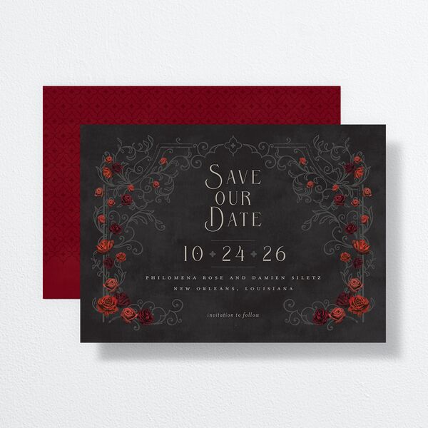 Gothic Gate Save The Date Cards Licorice Signature smooth No Standard