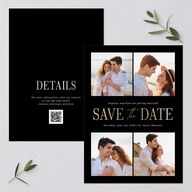 Classically Gilded Save the Date Cards Licorice Gold Signature smooth Blank No Standard