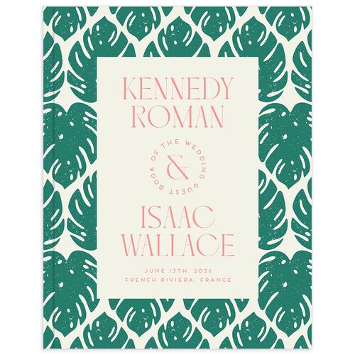 Eclectic Monstera Wedding Guest Book Ultramarine