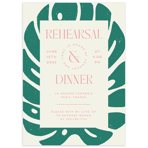 Eclectic Monstera Rehearsal Dinner Invitations Ultramarine Signature