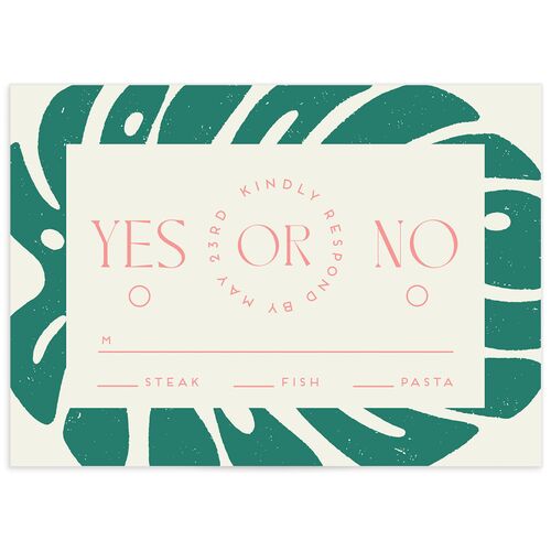 Eclectic Monstera Wedding Response Cards Ultramarine Signature