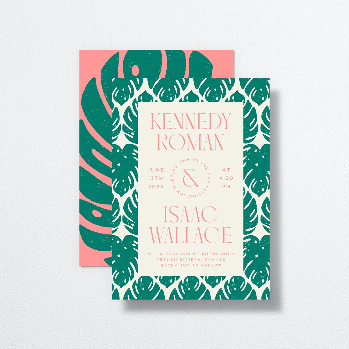 Eclectic Monstera Wedding Invitations Ultramarine Signature No