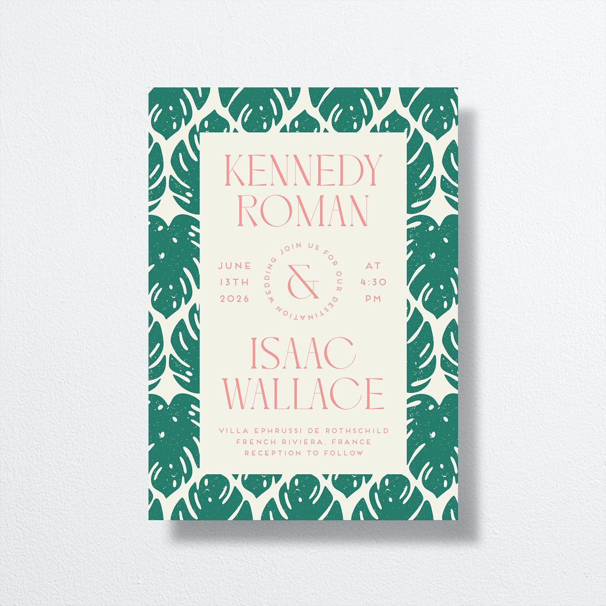 Eclectic Monstera Wedding Invitations Ultramarine Signature No