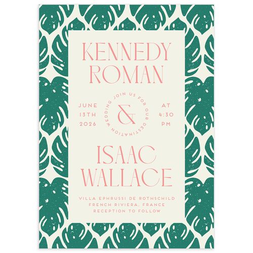 Eclectic Monstera Wedding Invitations - Teal