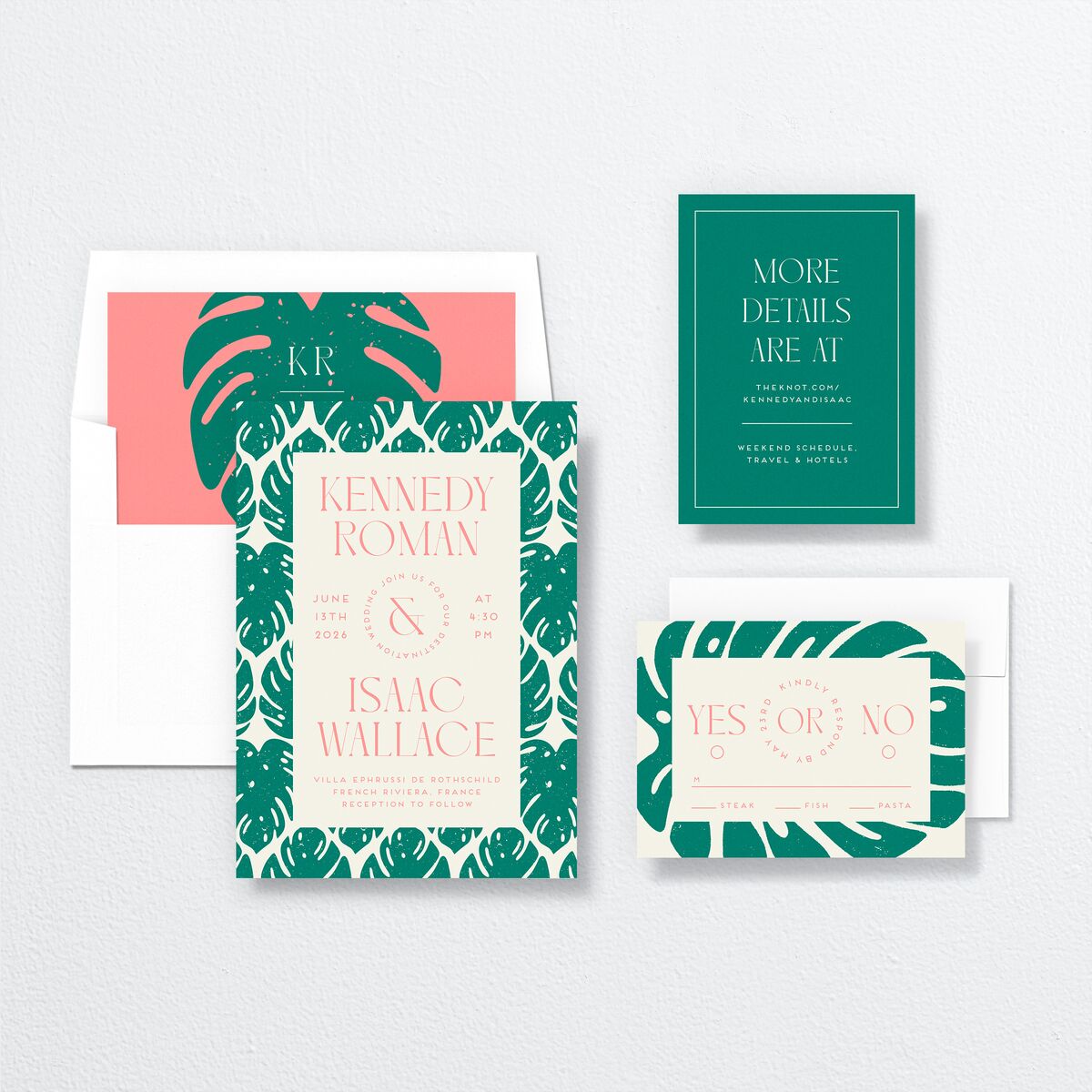 Eclectic Monstera Wedding Invitations Ultramarine Signature No