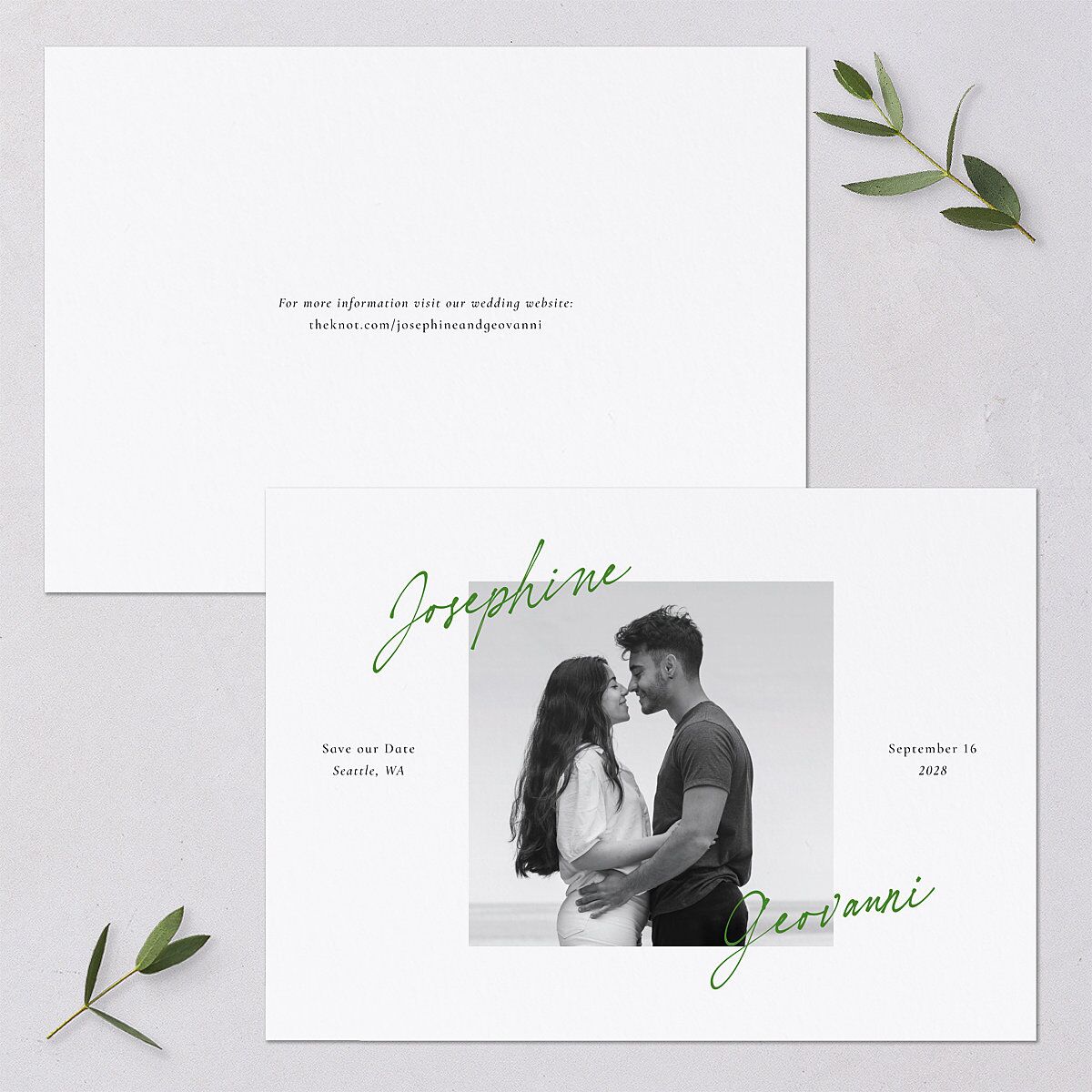 Contrast Type Save the Date Cards Greenery Signature smooth Blank No Standard