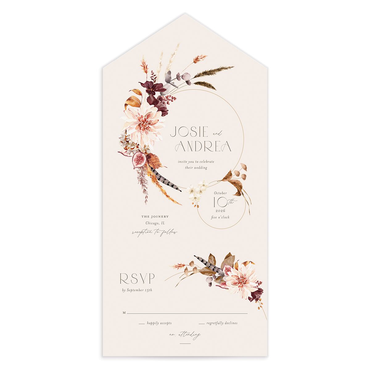 Eclectic Adornment All-in-One Wedding Invitations