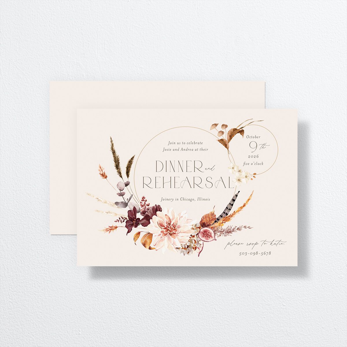 Eclectic Adornment Rehearsal Dinner Invitations Peony Signature