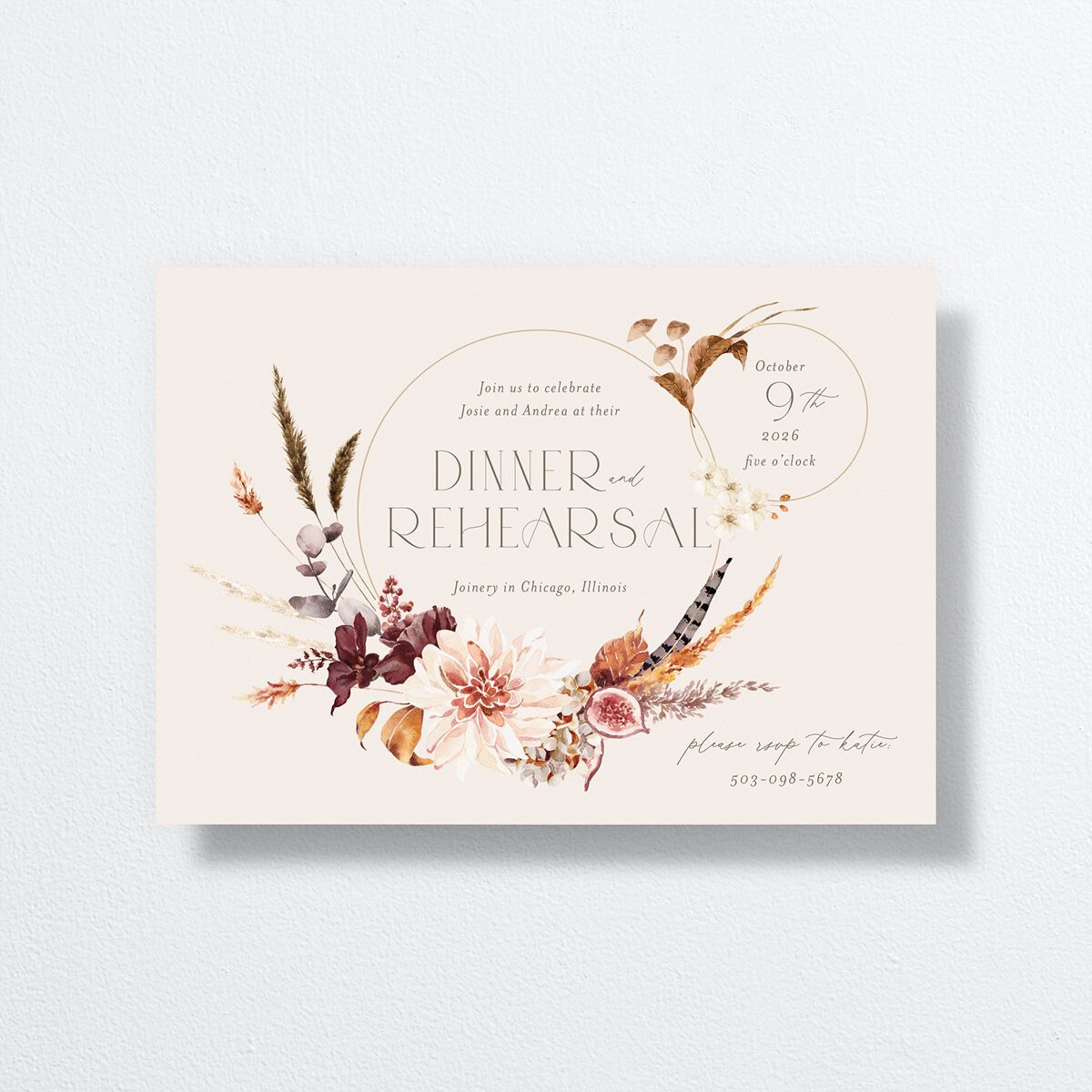 Eclectic Adornment Rehearsal Dinner Invitations Peony Signature