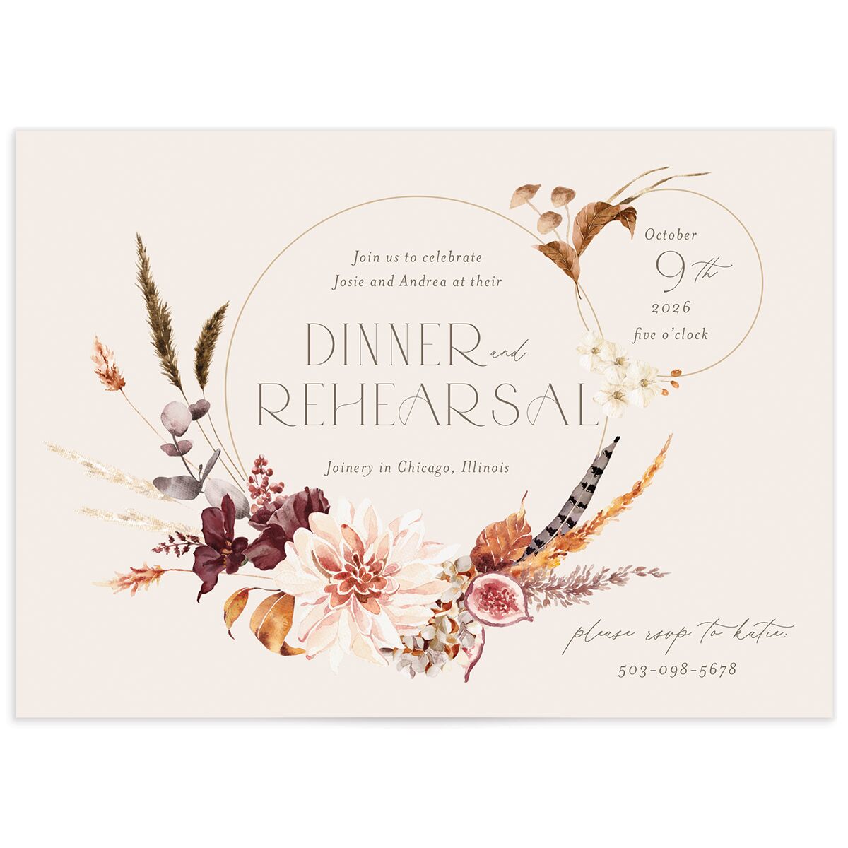 Eclectic Adornment Rehearsal Dinner Invitations