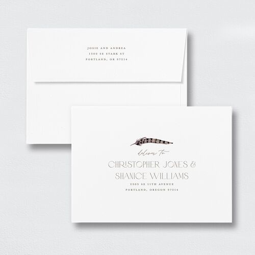 Eclectic Adornment Wedding Invitation Envelopes White Standard Peony Both Recipient and Return Addresses