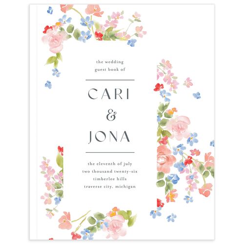 Scattered Blossoms Wedding Guest Book Pastel Blue
