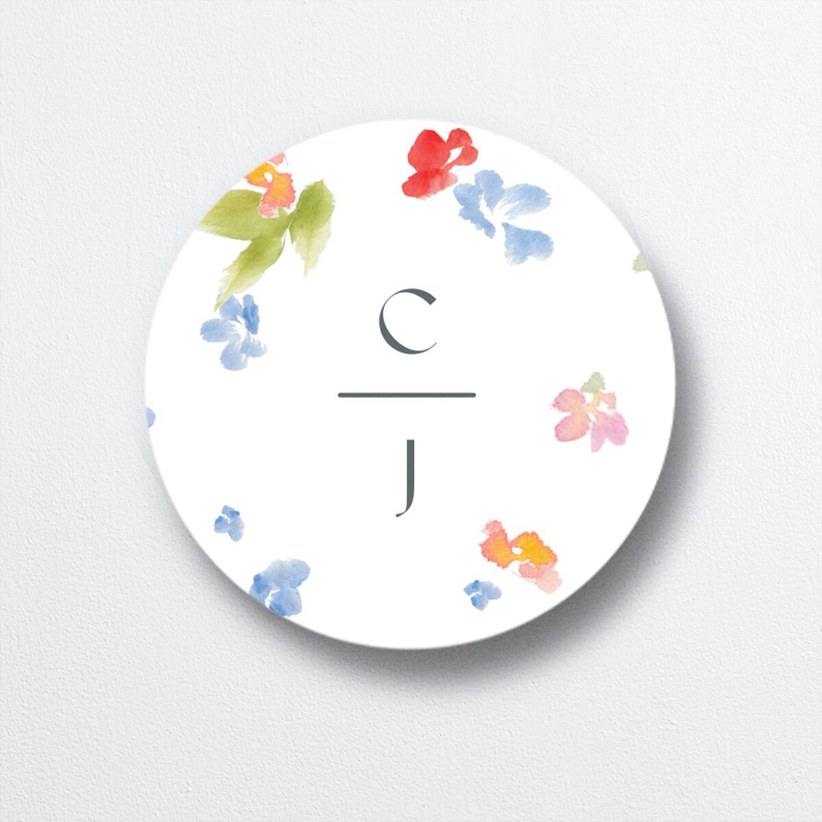 Scattered Blossoms Wedding Stickers Pastel Blue