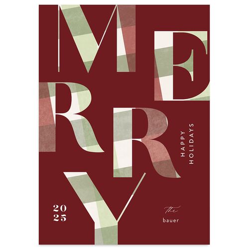 Flannel Type Holiday Cards Maroon Signature Blank
