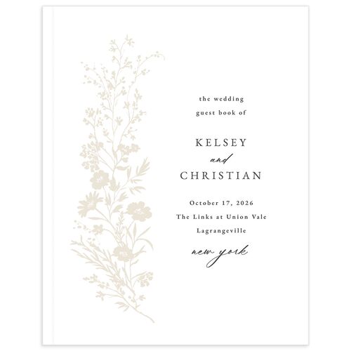 Gilded Wildflower Wedding Guest Book Pure White