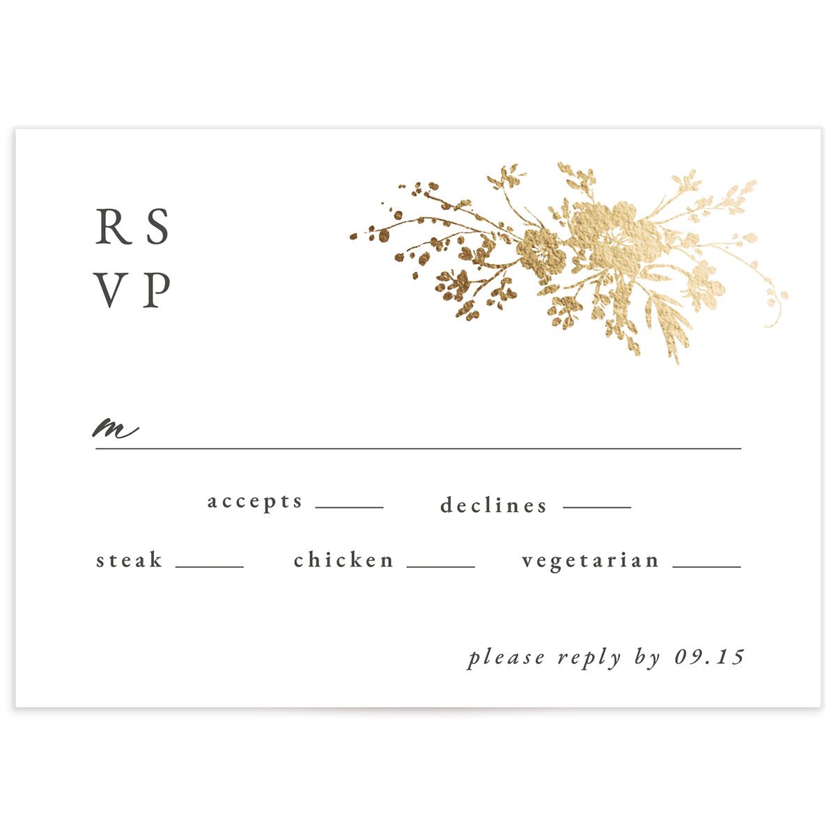 Gilded Wildflower Wedding Response Cards