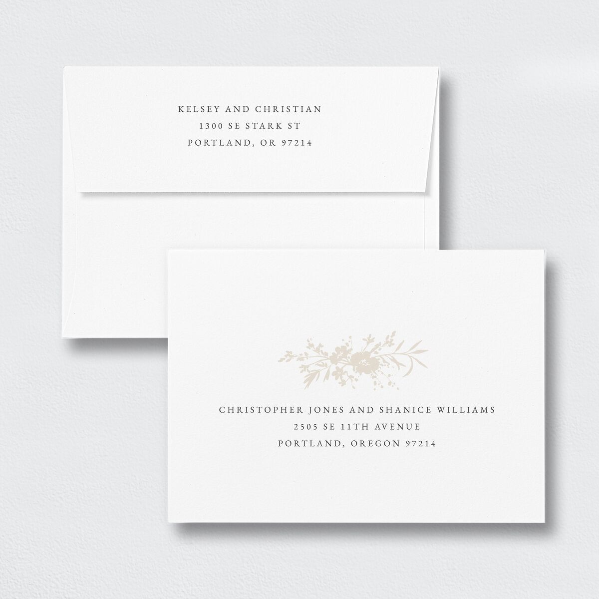 Gilded Wildflower Save The Date Card Envelopes White Standard Pure White Both Recipient and Return Addresses Signature