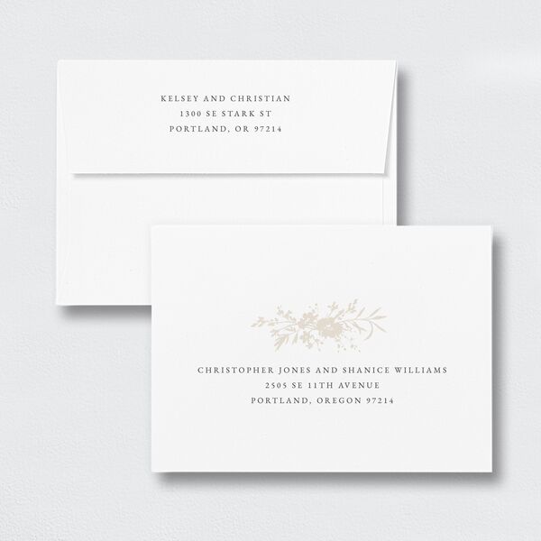 Gilded Wildflower Save The Date Card Envelopes White Standard Pure White Both Recipient and Return Addresses Signature