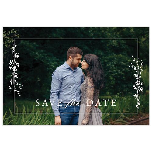 Gilded Wildflower Save The Date Postcards Moody Blue